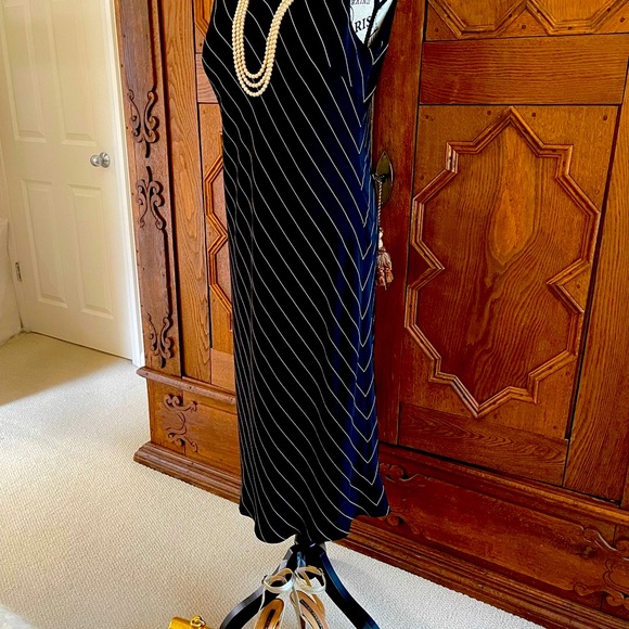 Ralph Lauren black and cream silk bias cut dress. - Picture 4 of 6